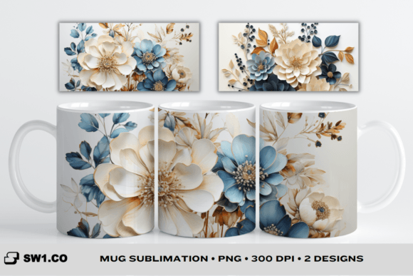 3D Alcohol Flowers Mug Sublimation for Graphics and Crafts