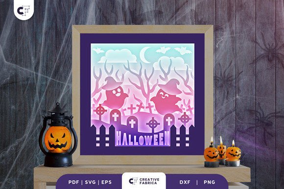 3D Halloween Spooky Ghost Papercut: 3D SVG for Editorial Design