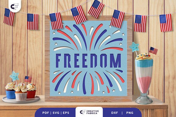 American Firework 3D Shadow Box SVG for Independence Day Branding