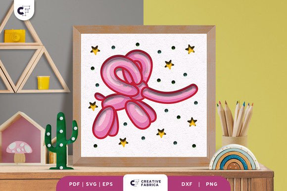Balloon Elephant 3D Paper Cut SVG for Baby Content