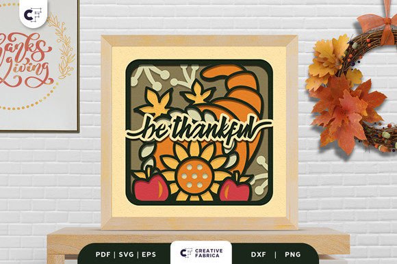 Be Thankful Cornucopias 3D Paper Cut SVG
