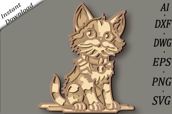 Cat Multilayer 3D SVG Shapes: Branding Review