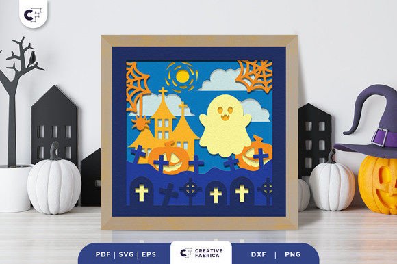 Cute Ghost 3D Shadow Box Paper Cut: A 3D SVG Halloween Asset Review