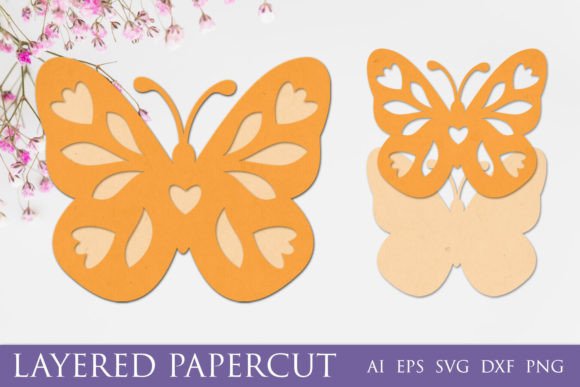 Flower Butterfly 3d Layered Papercut Svg: Laser Cutting and Ornaments