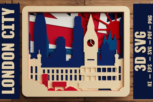 London City 3D SVG for Shadow Boxes