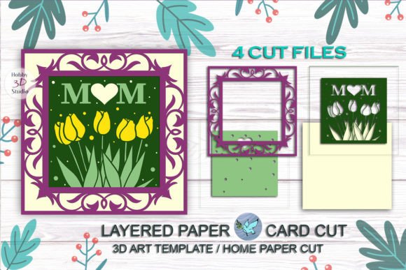 Mother s Day 3D Card, Colored Card SVG for Shadow Boxes