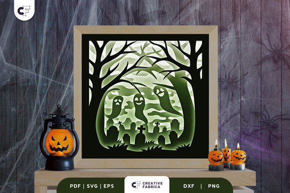 Scary Forest 3D Light Box Papercut SVG Review