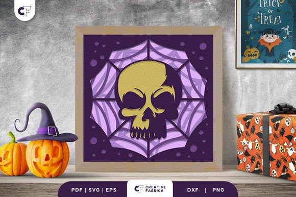 Skull 3D Light Box Paper Cut SVG
