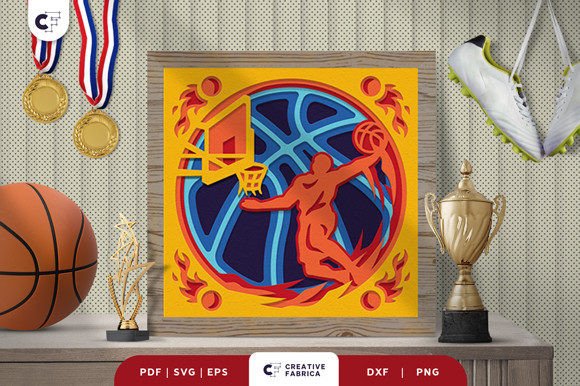 Slam Dunk Basketball 3D Light Box SVG