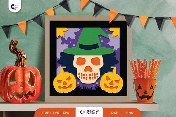 Spooky Halloween Skull 3D Paper Cut SVG