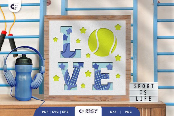 Tennis LOVE 3D Shadow Box Papercut: A Designer’s Review for Sports Branding