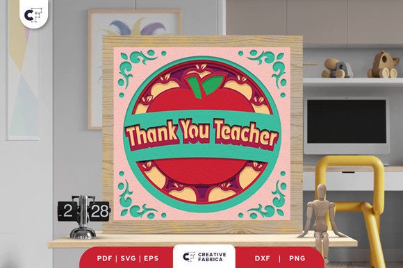 Thank You Teacher 3D Paper Cut SVG