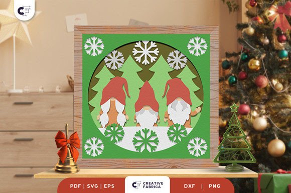 Three Gnomes 3D Shadow Box SVG