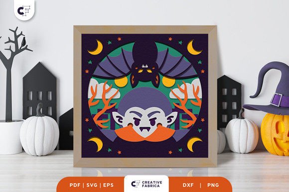 Vampire and Hanging Bats 3D Shadow Box: A Designer’s Review for Halloween Branding